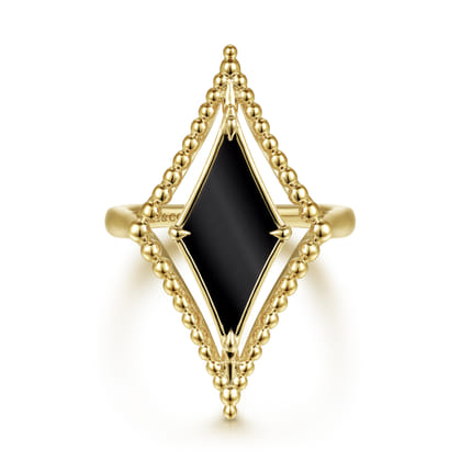 14K Yellow Gold Onyx Rhombus Bujukan Ring