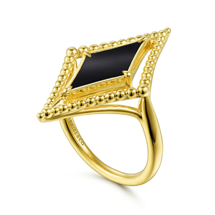 14K Yellow Gold Onyx Rhombus Bujukan Ring