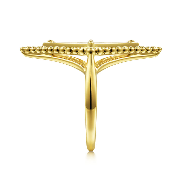 14K Yellow Gold Onyx Rhombus Bujukan Ring - Shot 4