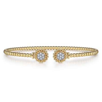 14K Yellow Gold Open Bangle with Pav¿ª Diamond Circles
