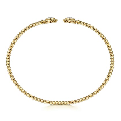 14K Yellow Gold Open Bangle with Pav¿ª Diamond Circles