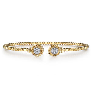 14K Yellow Gold Open Bangle with Pav¿ª Diamond Circles