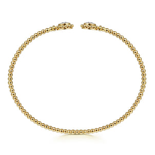 14K Yellow Gold Open Bangle with Pav¿ª Diamond Circles