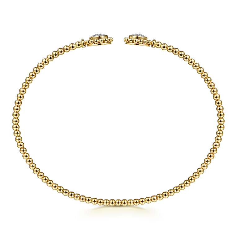14K Yellow Gold Open Bangle with Pav¿ª Diamond Circles - 0.18 ct - Shot 3