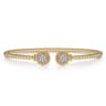 14K Yellow Gold Open Bangle with Pave Diamond Circles - 0.18 ct