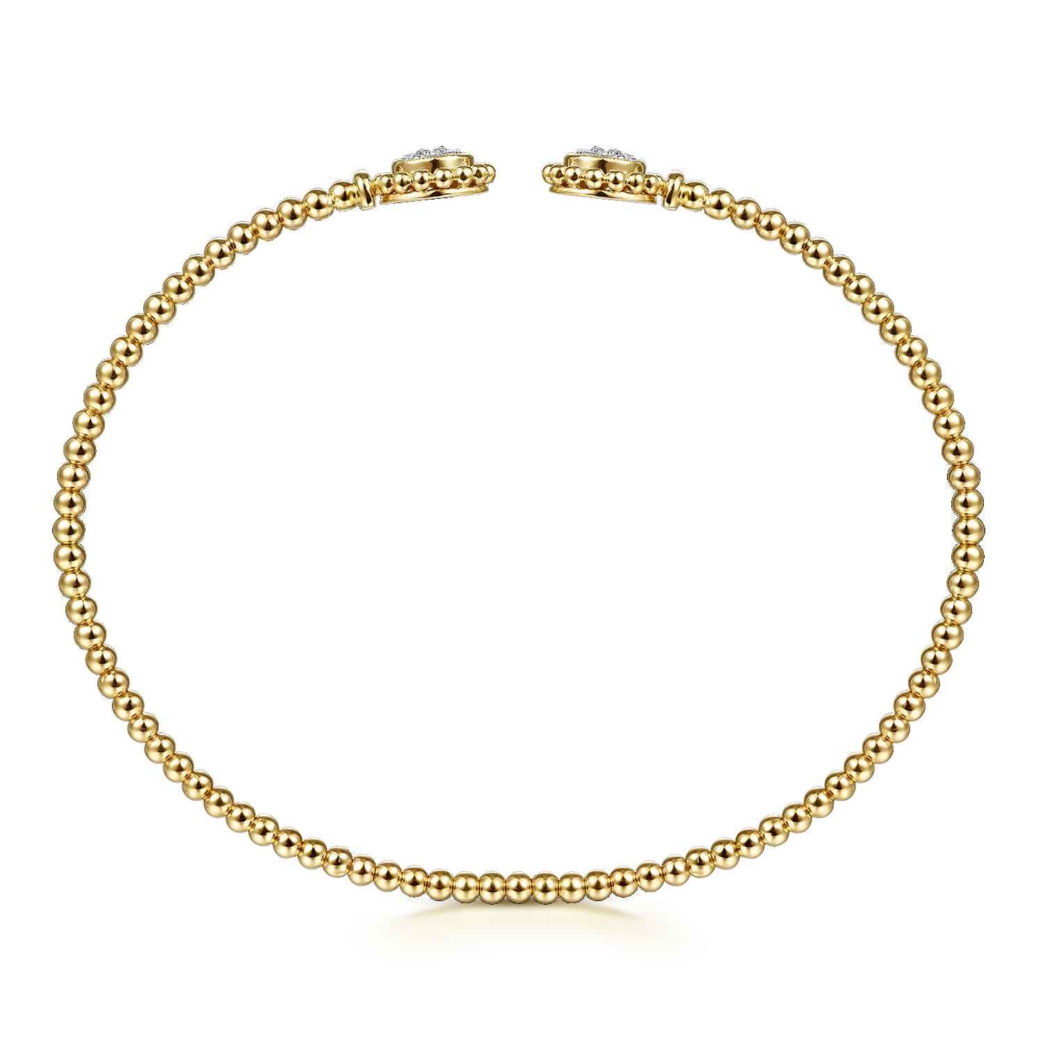 14K Yellow Gold Open Bangle with Pave Diamond Circles - 0.18 ct - Shot 3