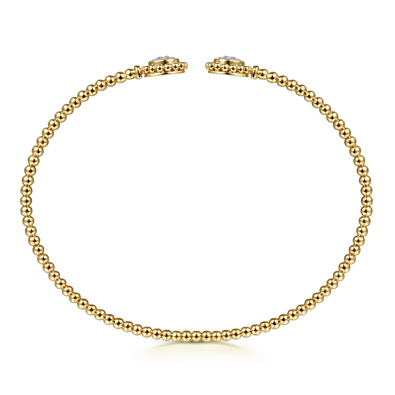 14K Yellow Gold Open Bangle with Pave Diamond Circles - 0.18 ct - Shot 3