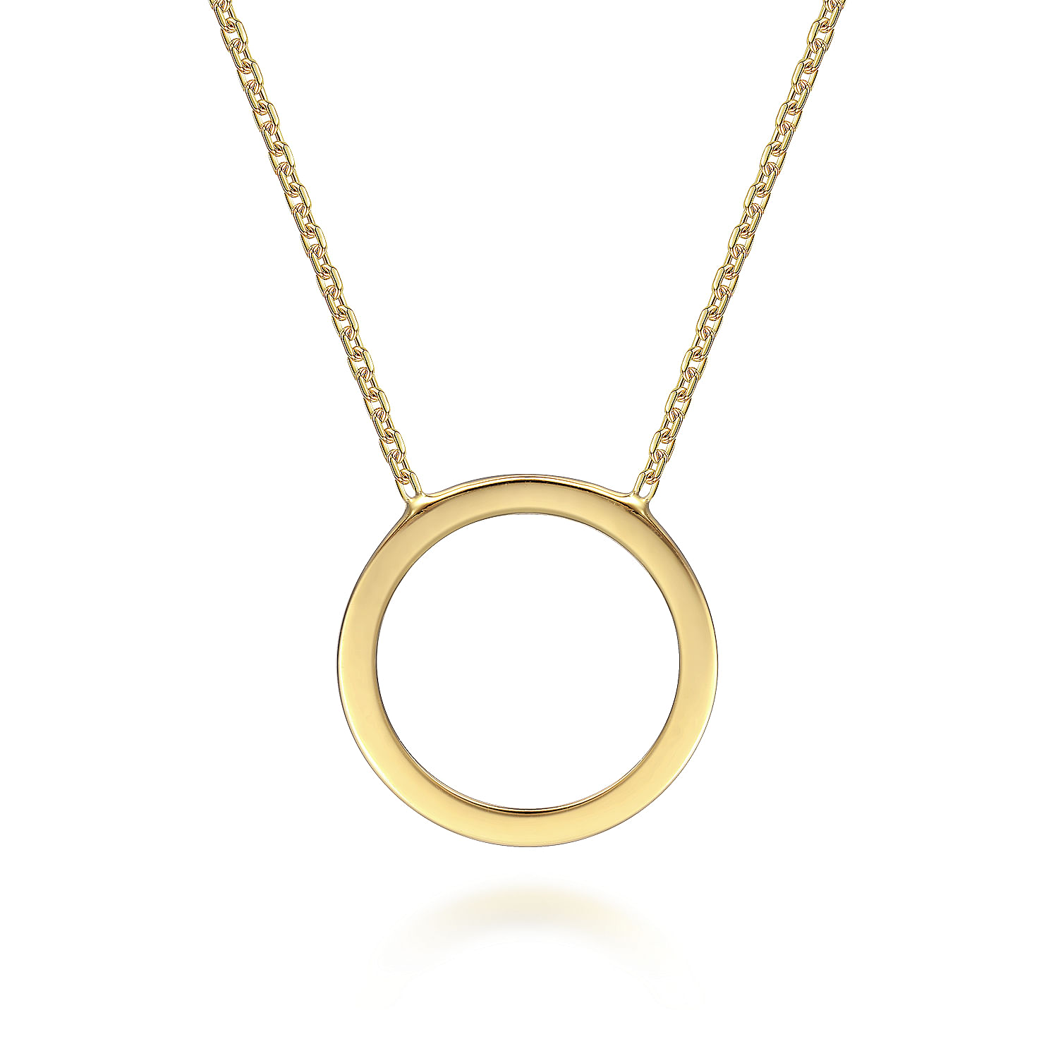 14K Yellow Gold Open Circle Pendant Necklace