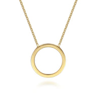 14K Yellow Gold Open Circle Pendant Necklace