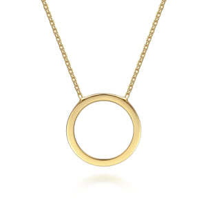14K Yellow Gold Open Circle Pendant Necklace