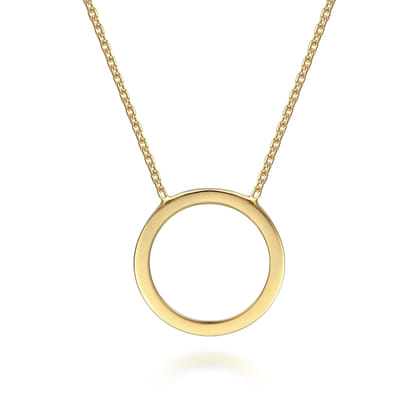 14K Yellow Gold Open Circle Pendant Necklace