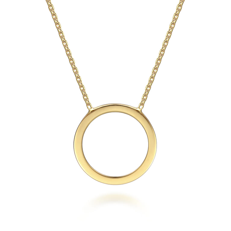 14K Yellow Gold Open Circle Pendant Necklace - Shot 1