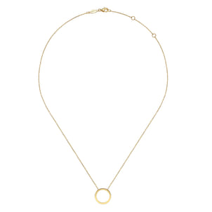 14K Yellow Gold Open Circle Pendant Necklace