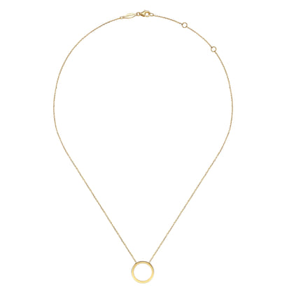 14K Yellow Gold Open Circle Pendant Necklace