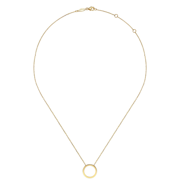 14K Yellow Gold Open Circle Pendant Necklace - Shot 2