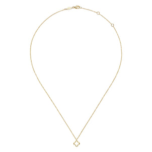 14K Yellow Gold Open Clover Pendant Necklace