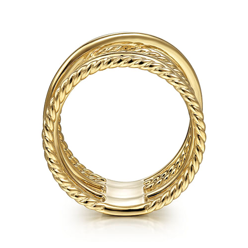 14K Yellow Gold Open Criss Crossing Twisted Rope Wide Band - Shot 2