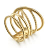 14K Yellow Gold Open Criss Crossing Twisted Rope Wide Band