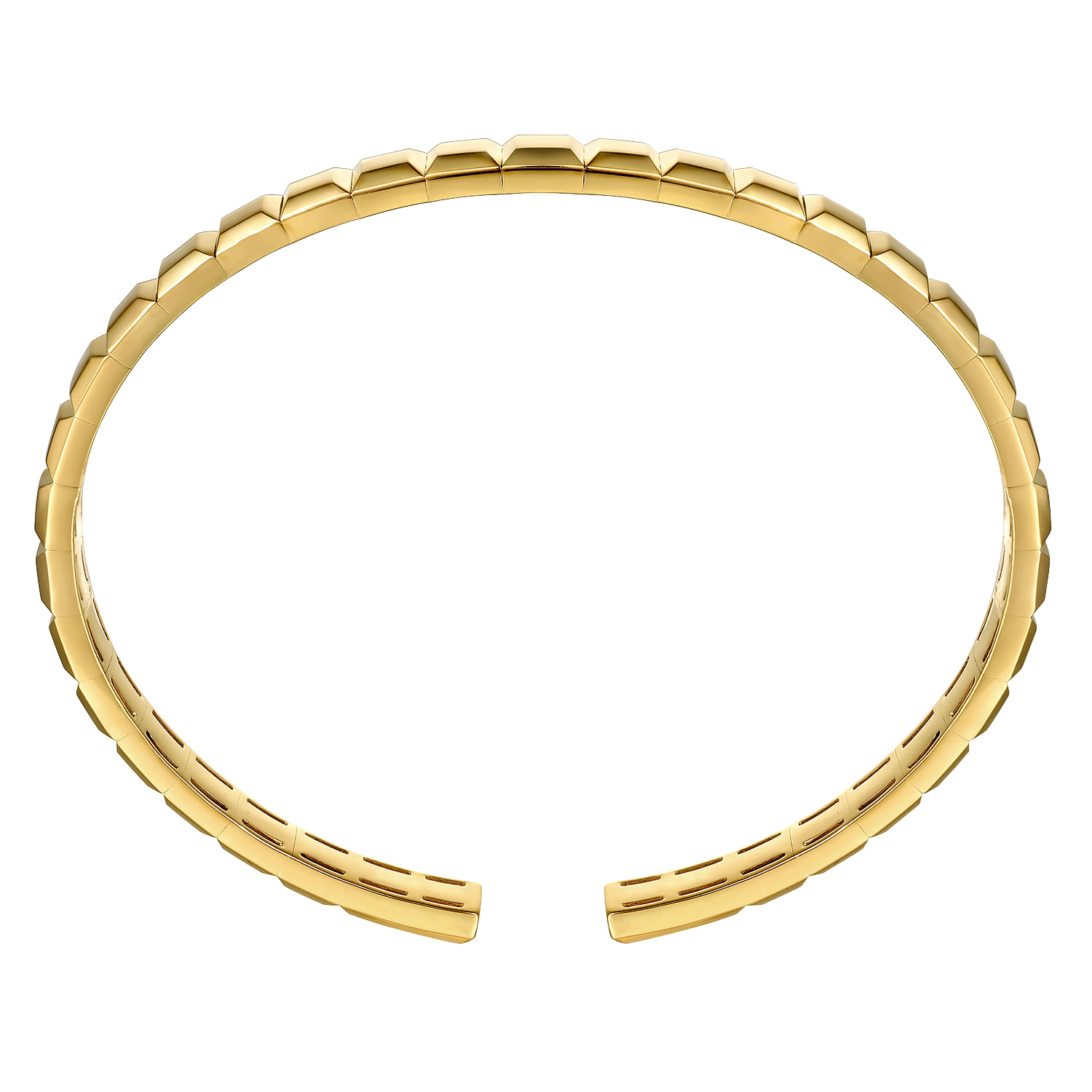 14K Yellow Gold Open Cuff Angular Cuts Square Bangle @ $4500
