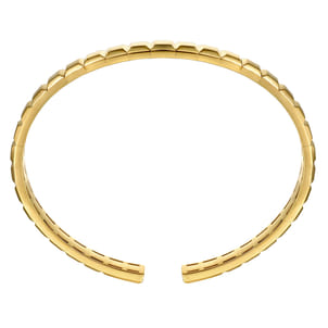 14K Yellow Gold Open Cuff Angular Cuts Square Bangle