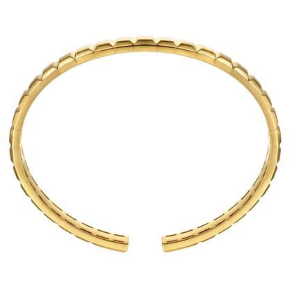 14K Yellow Gold Open Cuff Angular Cuts Square Bangle