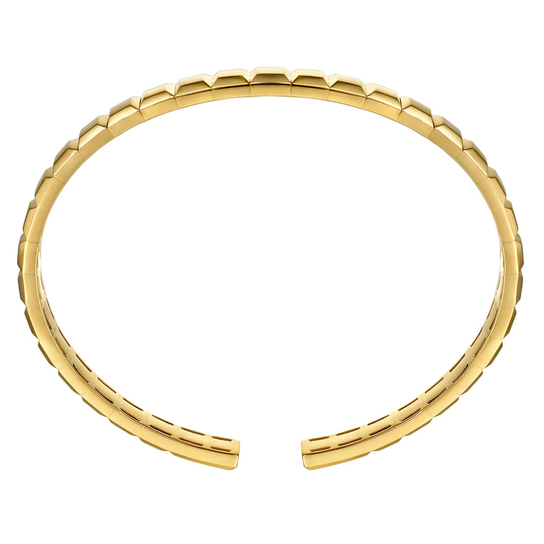 14K Yellow Gold Open Cuff Angular Cuts Square Bangle - Shot 3