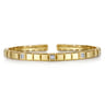 14K Yellow Gold Open Cuff Bracelet with Diamond Stations - 0.18 ct