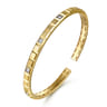 14K Yellow Gold Open Cuff Bracelet with Diamond Stations - 0.18 ct