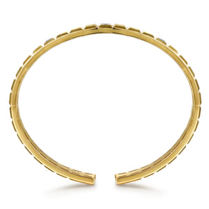 14K Yellow Gold Open Cuff Bracelet with Diamond Stations