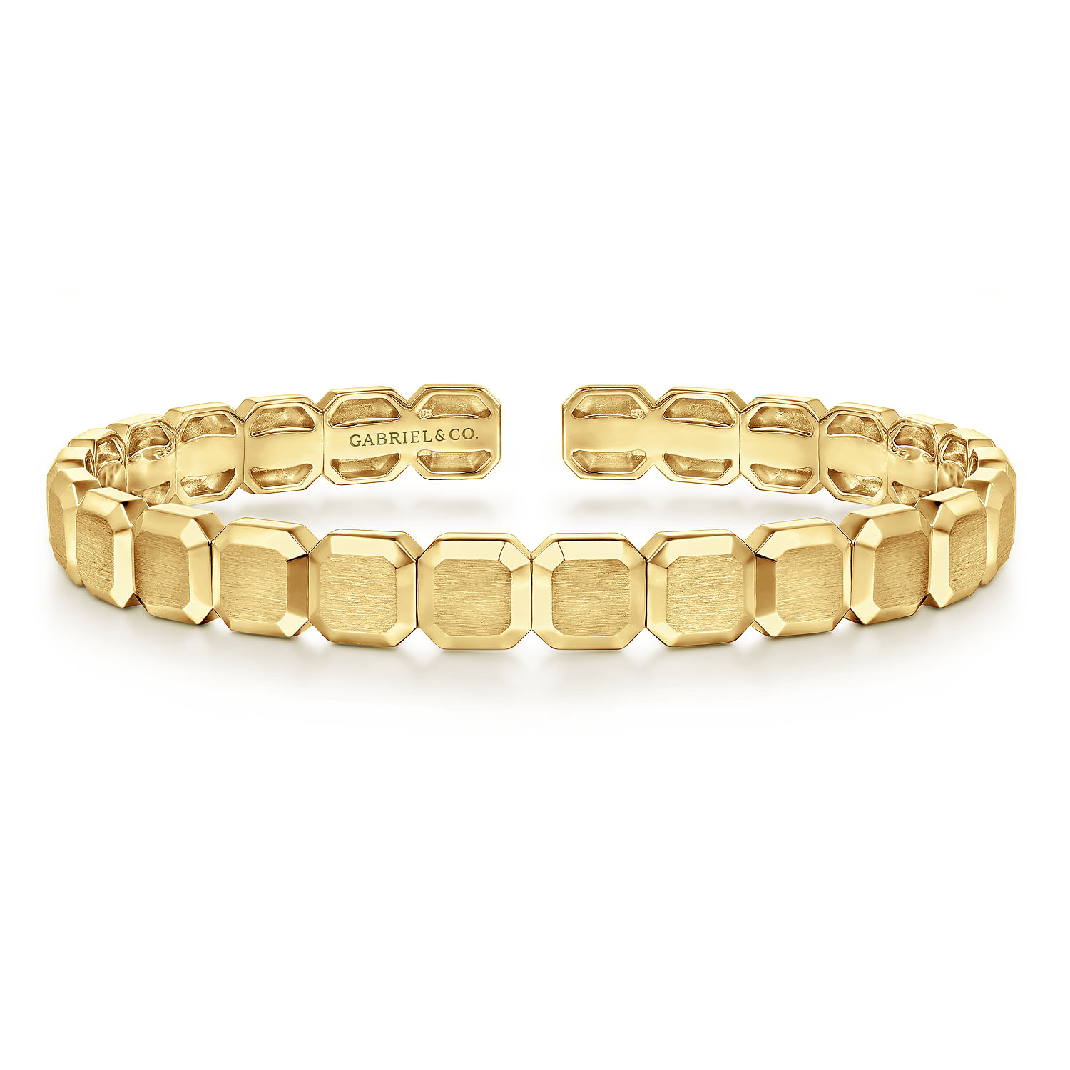 14K Yellow Gold Open Cuff Geometric Bangle