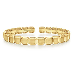 14K Yellow Gold Open Cuff Geometric Bangle