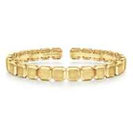 14K Yellow Gold Open Cuff Geometric Bangle