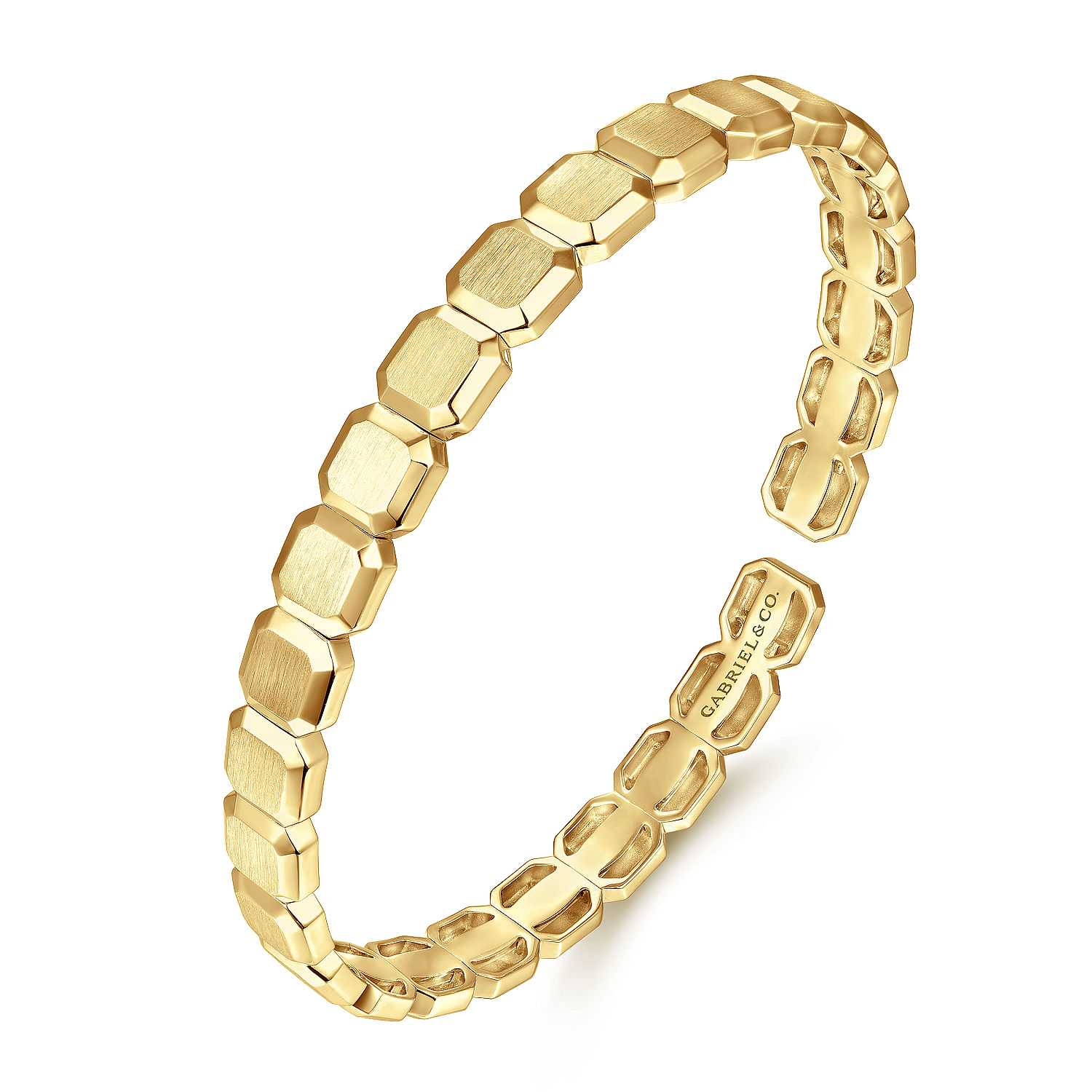 【Gaby】 cutlery bangle 14K Yellow Gold Open Cuff Geometric Bangle @ $4200. Shop Men