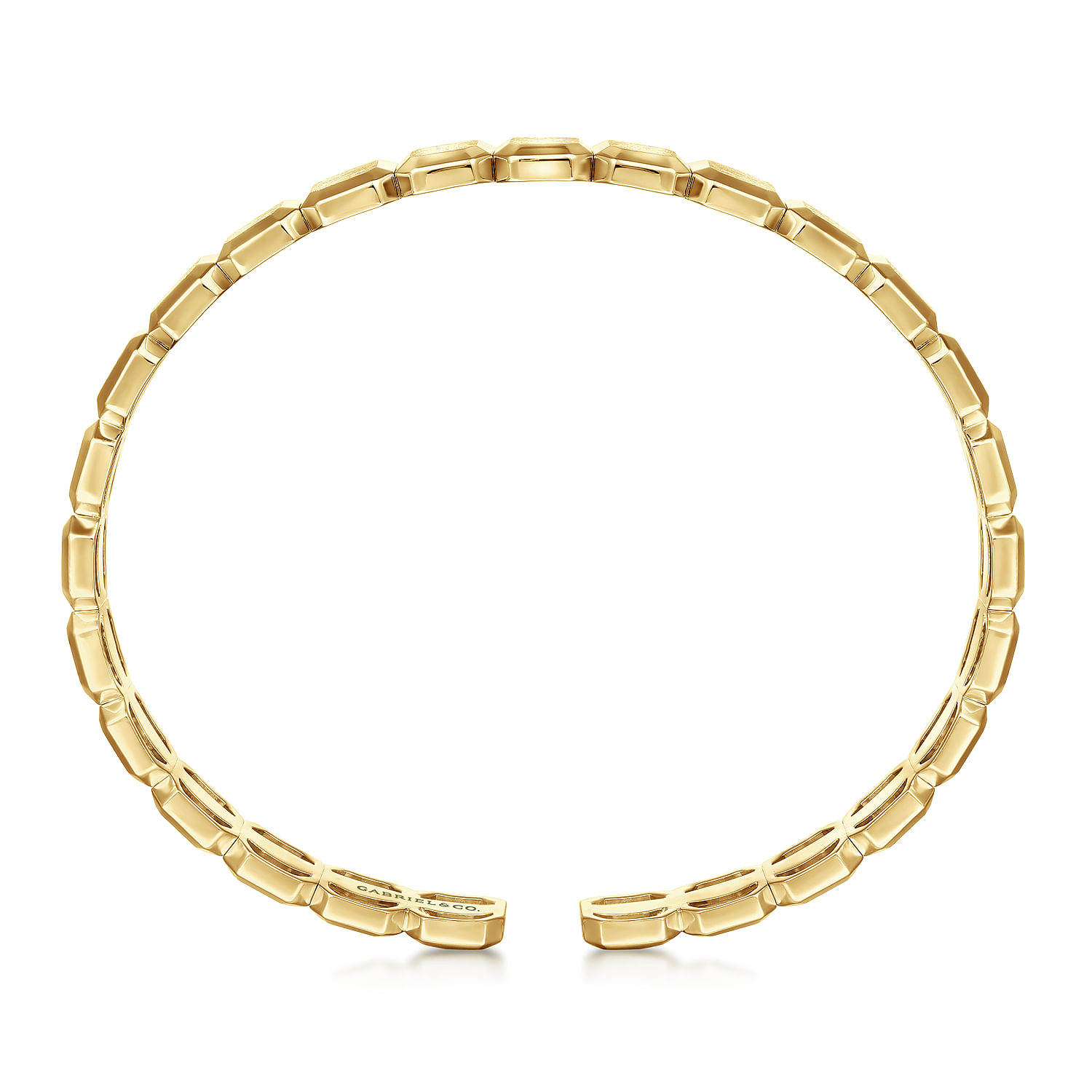 14K Yellow Gold Open Cuff Geometric Bangle