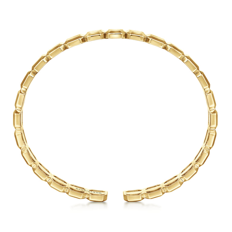 14K Yellow Gold Open Cuff Geometric Bangle - Shot 3