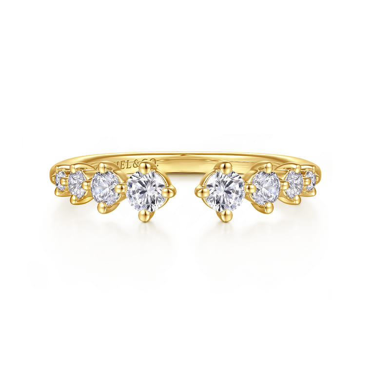 Open Ring Wedding Ring in 14k Yellow Gold with Round Natural Diamond at Gabriel & Co. - Shot 1