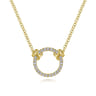 14K Yellow Gold Open Diamond Circle Pendant Necklace - 0.13 ct