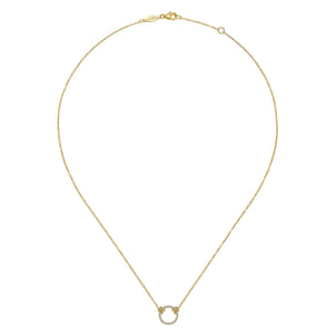 14K Yellow Gold Open Diamond Circle Pendant Necklace