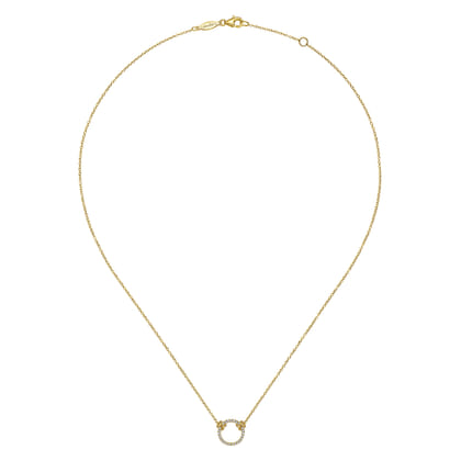 14K Yellow Gold Open Diamond Circle Pendant Necklace