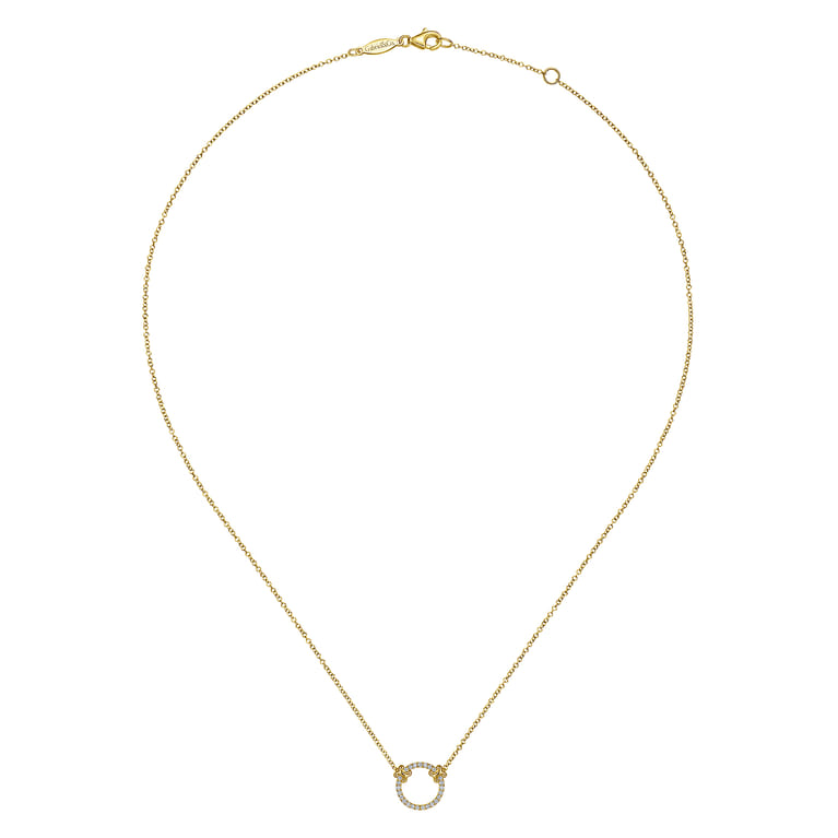 14K Yellow Gold Open Diamond Circle Pendant Necklace - 0.13 ct - Shot 2