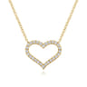 14K Yellow Gold Open Diamond Heart Pendant Necklace - 0.22 ct