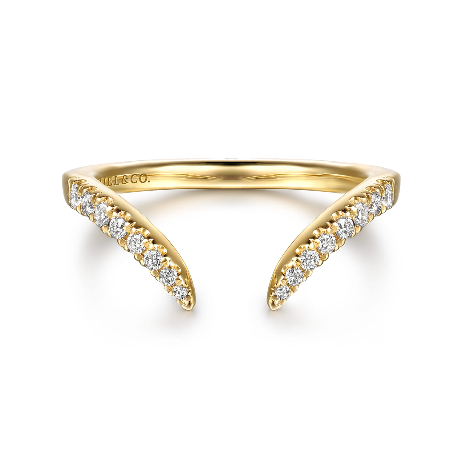 14K Yellow Gold Open Diamond Matching Wedding Band - 0.18 ct - Shot 1