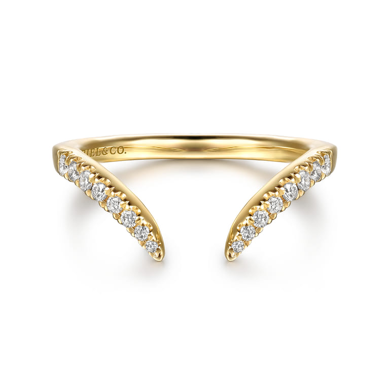 14K Yellow Gold Open Diamond Matching Wedding Band - 0.18 ct - Shot 1