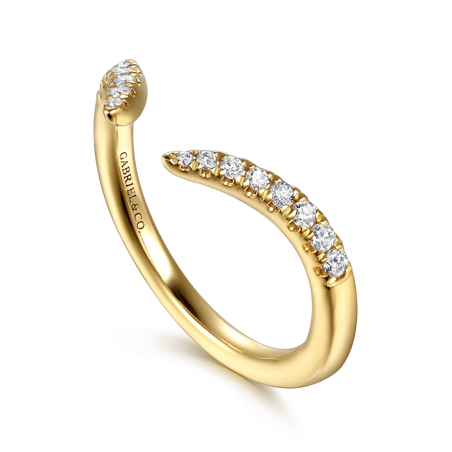 14K Yellow Gold Open Diamond Matching Wedding Band - 0.18 ct - Shot 3