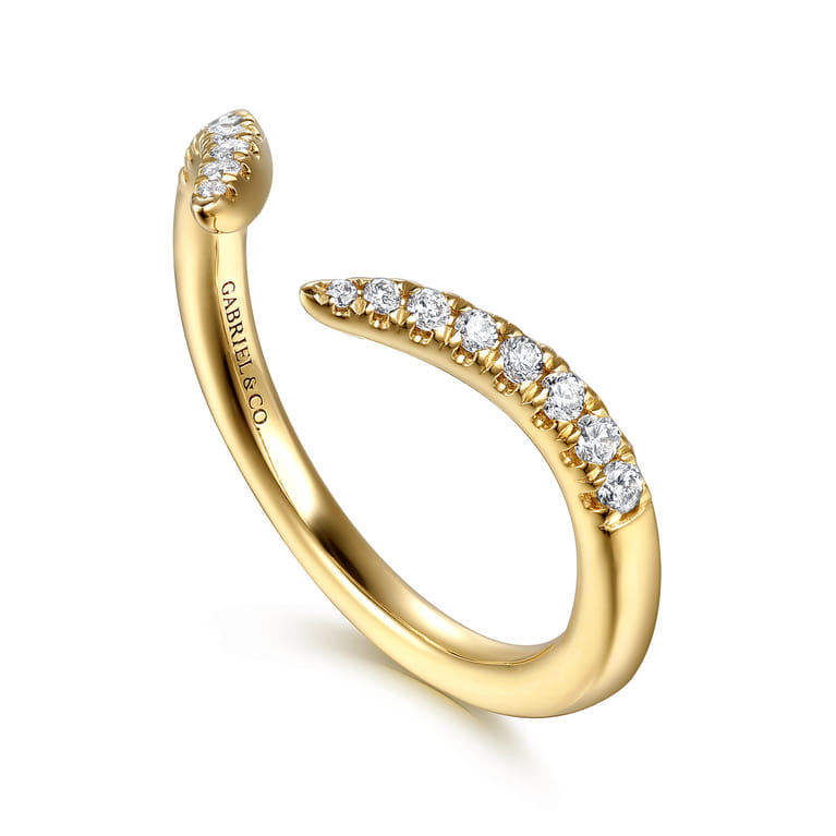 14K Yellow Gold Open Diamond Matching Wedding Band - 0.18 ct - Shot 3