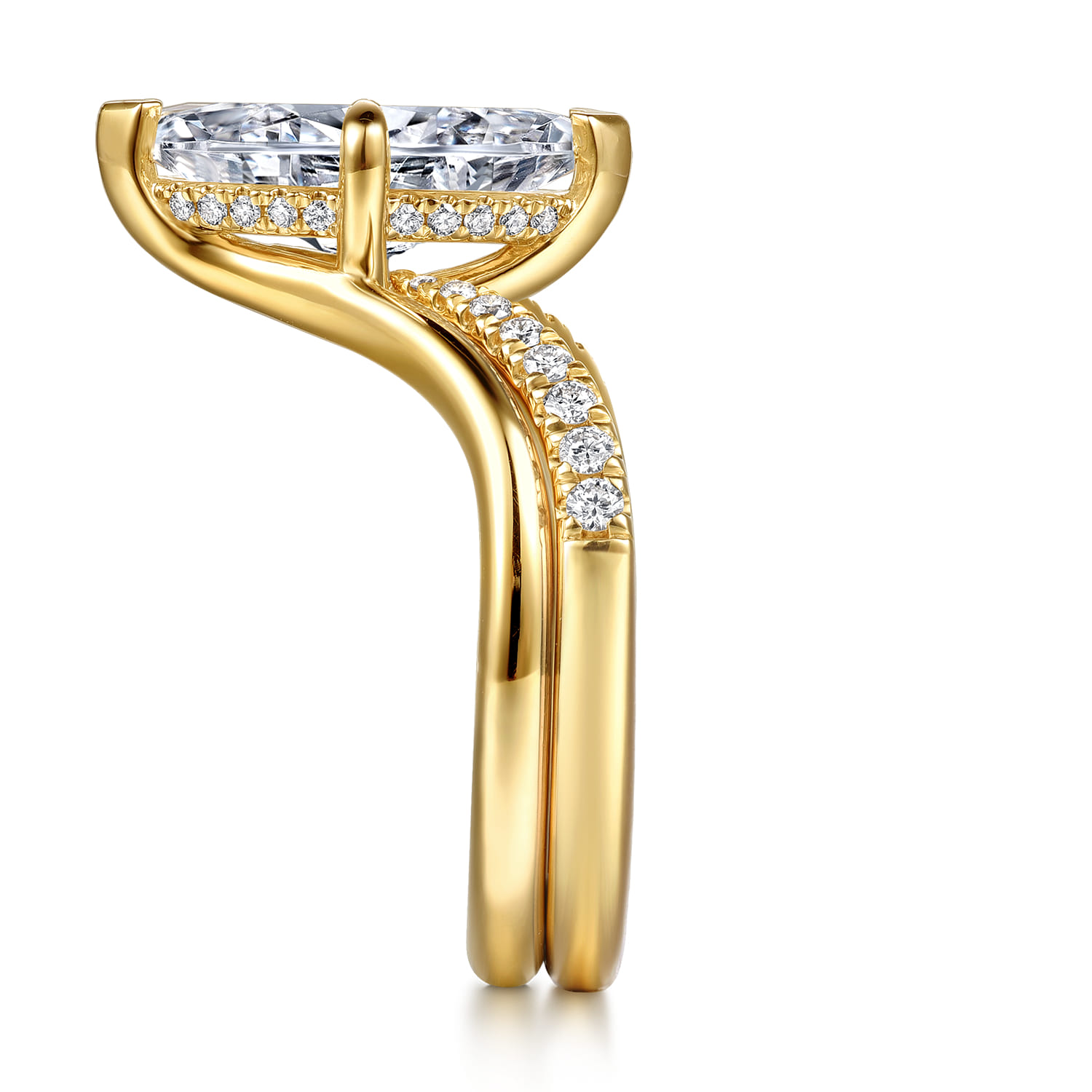 14K Yellow Gold Open Diamond Matching Wedding Band - 0.18 ct - Shot 5