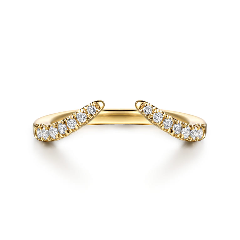 14K Yellow Gold Open Diamond Matching Wedding Band - 0.19 ct - Shot 1