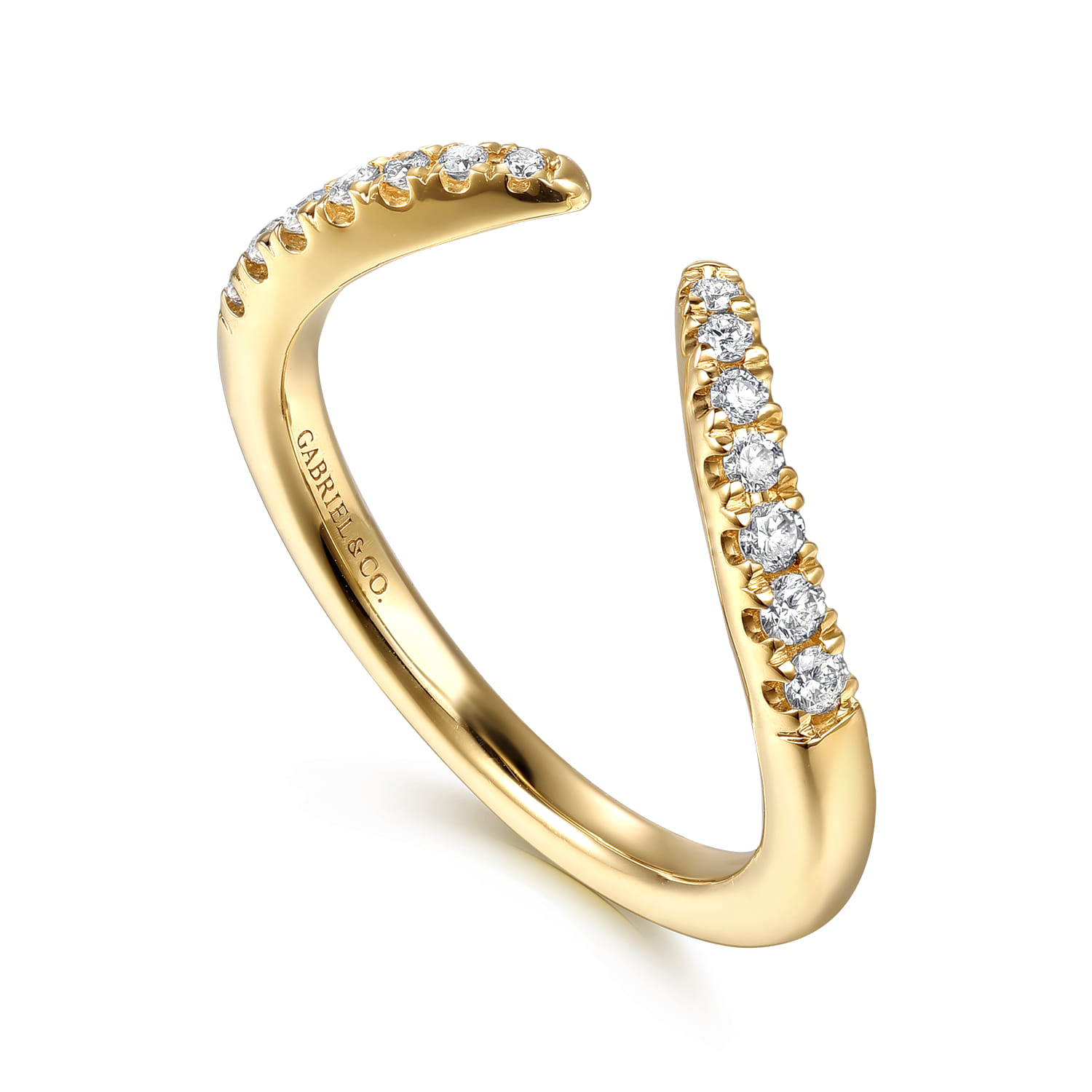 14K Yellow Gold Open Diamond Matching Wedding Band - 0.19 ct - Shot 3