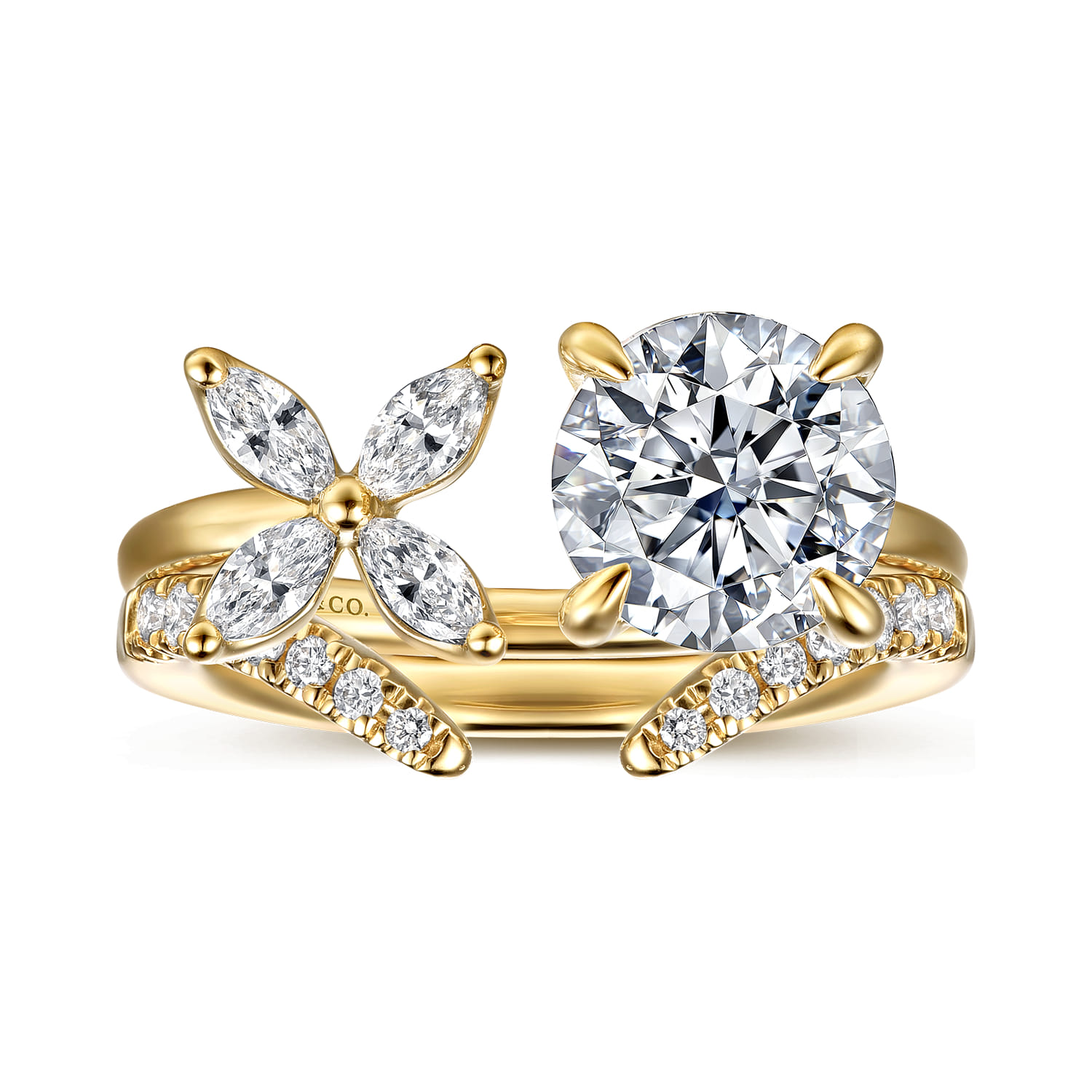 14K Yellow Gold Open Diamond Matching Wedding Band - 0.19 ct - Shot 4
