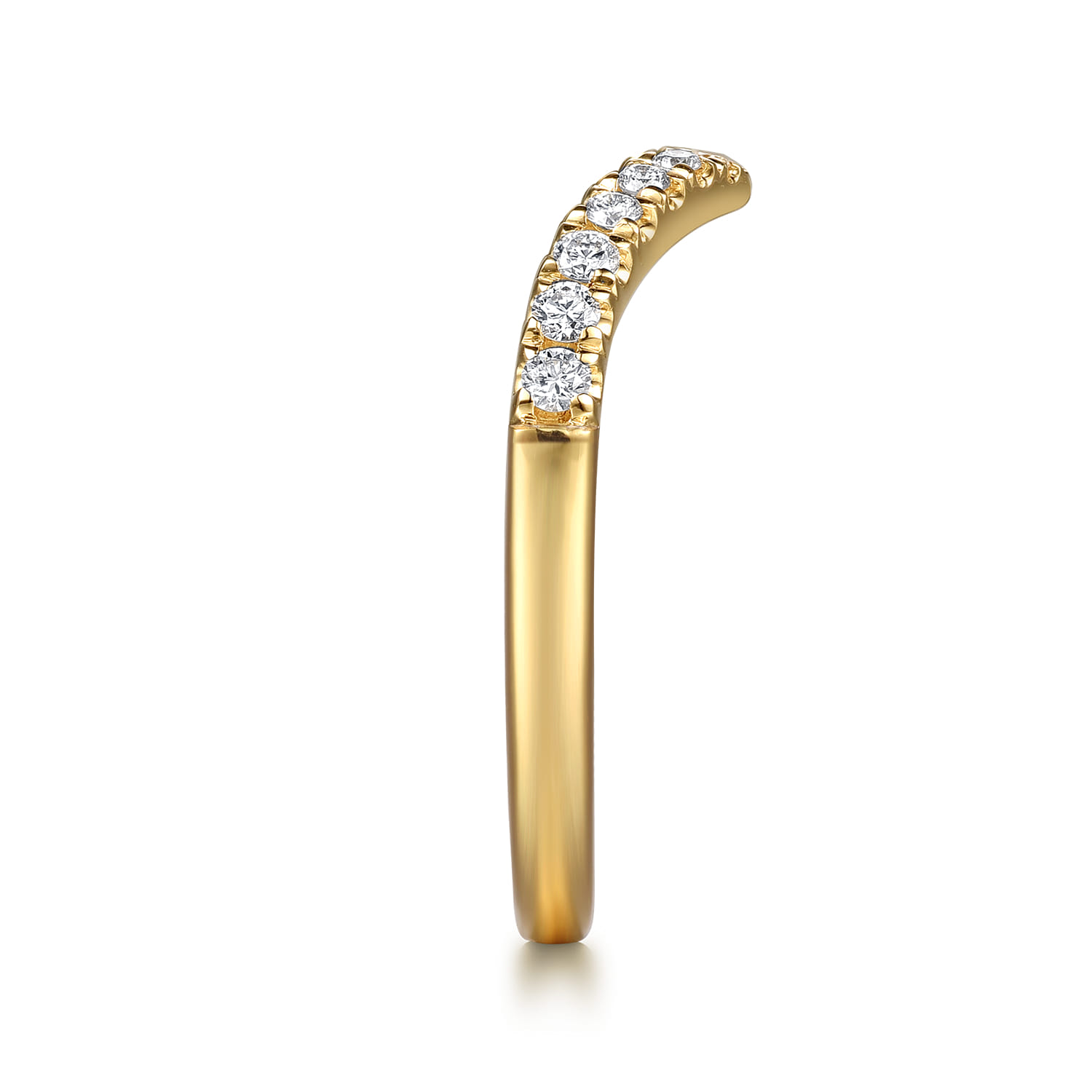 14K Yellow Gold Open Diamond Matching Wedding Band - 0.19 ct - Shot 5